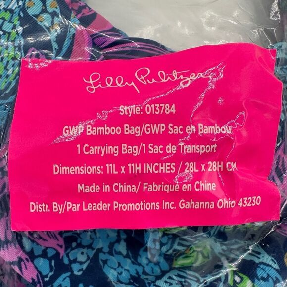 🌸Host Pick🌸 Lilly Pulitzer Bamboo Handle Handbag Aegean Navy Calypso Coast - Picture 4 of 7